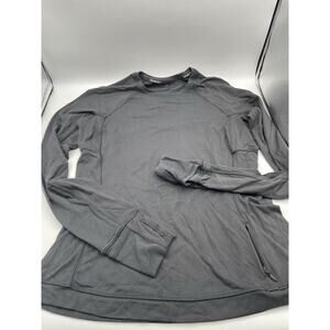 Lululemon Womens Black Crew Neck Long Sleeve Compression Top With Pocket